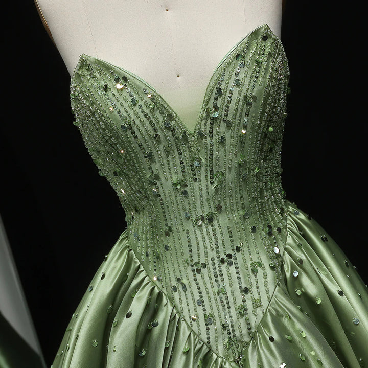 Glamorous Green Sequin Off Shoulder Prom Dress XD011-DreamyVow