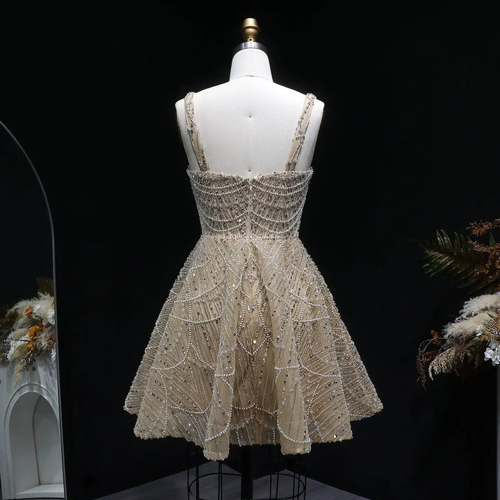 Glamorous Silver Beaded Short Party Prom Dress SS649-DreamyVow