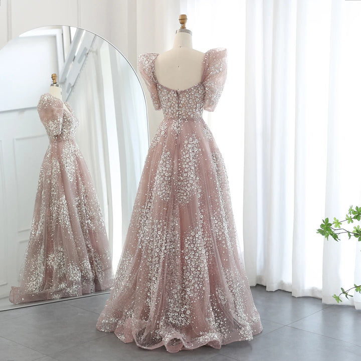 Glitter Lime Green Luxury Dubai Evening Dress Engagement Arabic SS155