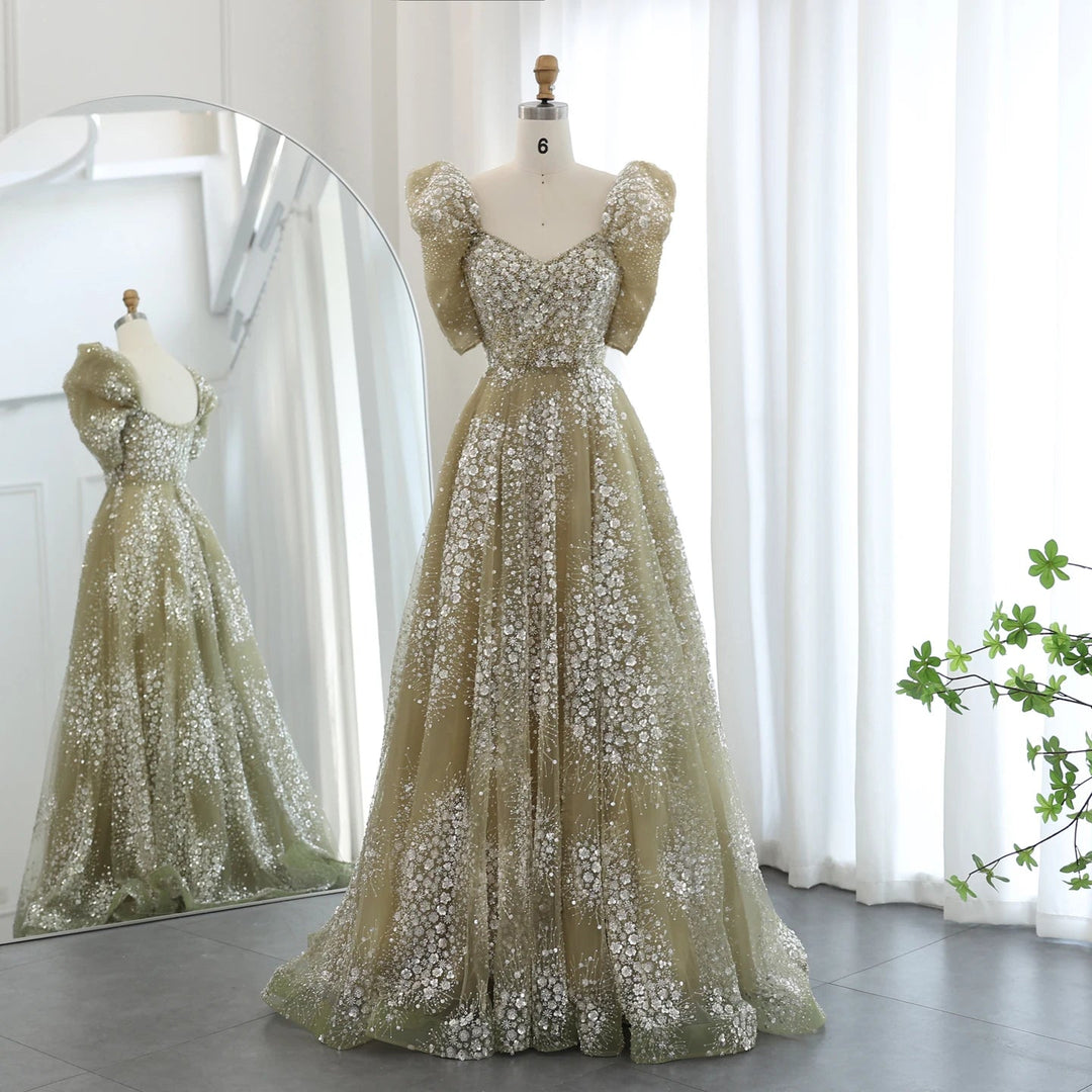 Glitter Lime Green Luxury Dubai Evening Dress Engagement Arabic SS155 Green / 22 Glitter Lime Green Luxury Dubai Evening Dress Engagement Arabic SS155 Green / 22