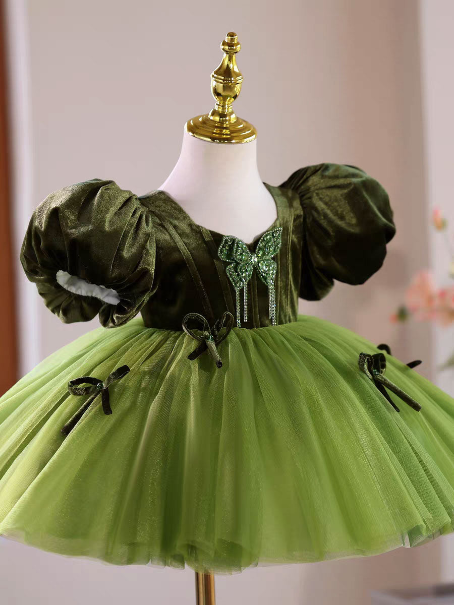 Charming Green Princess Dress for Girls Birthday Party J441