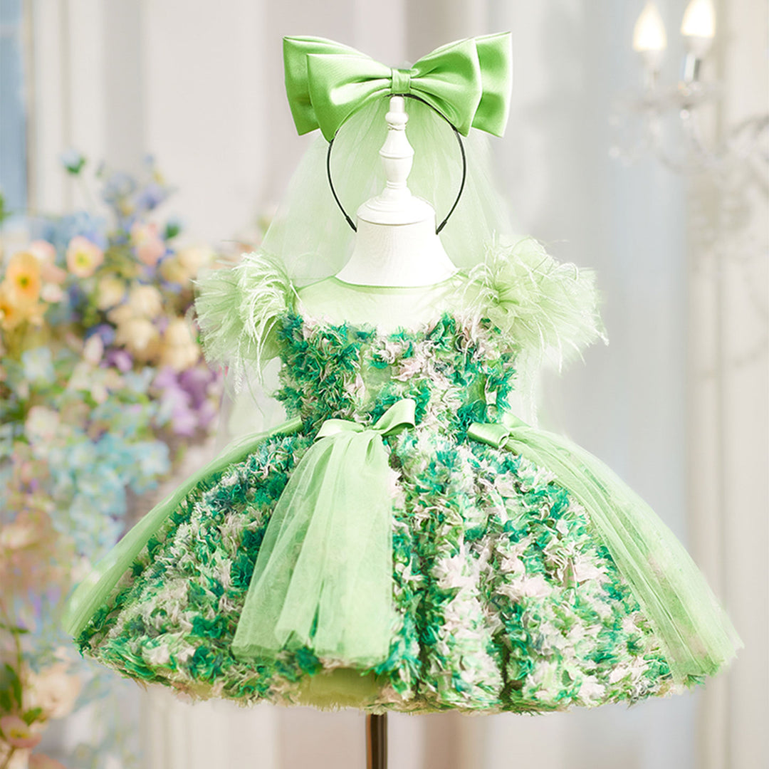 floral dress for birthday party Flower Puffy Flower Girl Dress, First Baby Birthday Party Dress, Tutu & Tulle Princess Girl Gown, Pageant Toddler Special Occasion Dress