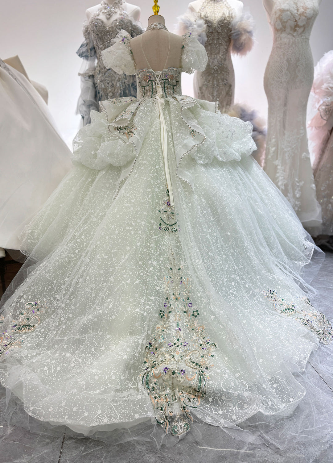 Luxury Sage Green Quinceanera Dresses Beading Sequined Princess J061 DreamyVow Luxury Sage Green Quinceanera Dresses Beading Sequined Princess J061 DreamyVow
