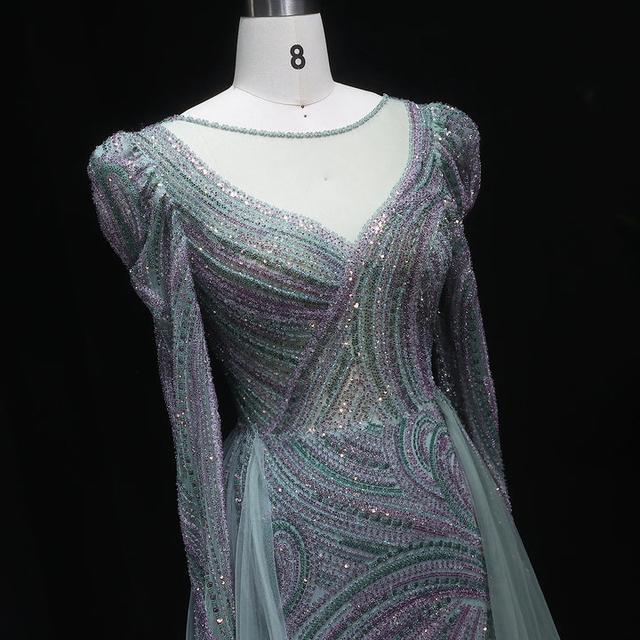 Elegant Plus Size Evening Dress with Long Sleeves SS100