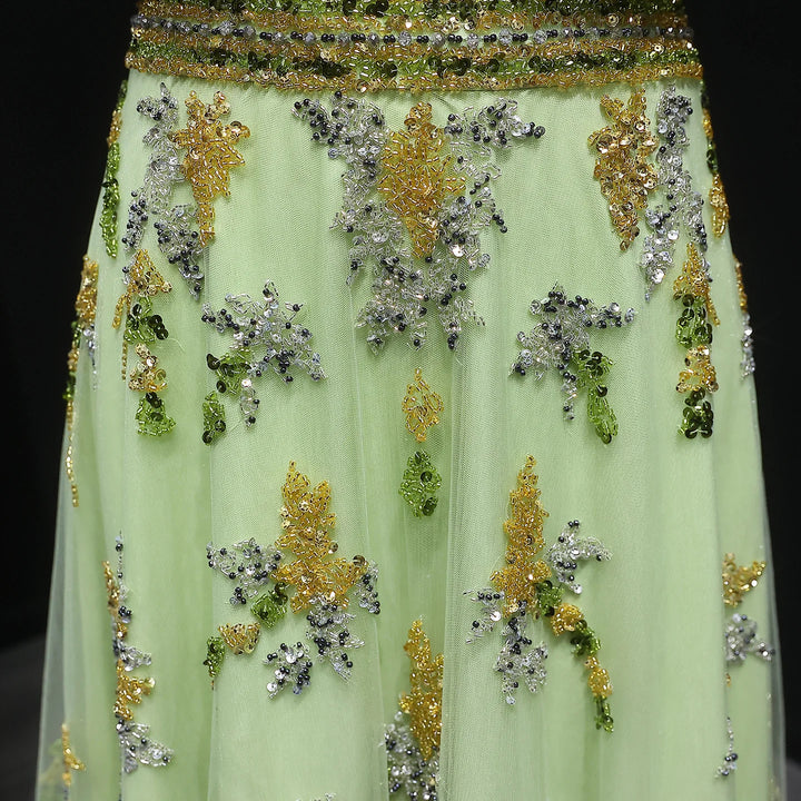 Luxury Dubai Blue Yellow 2 Pieces Evening Dresses SS490