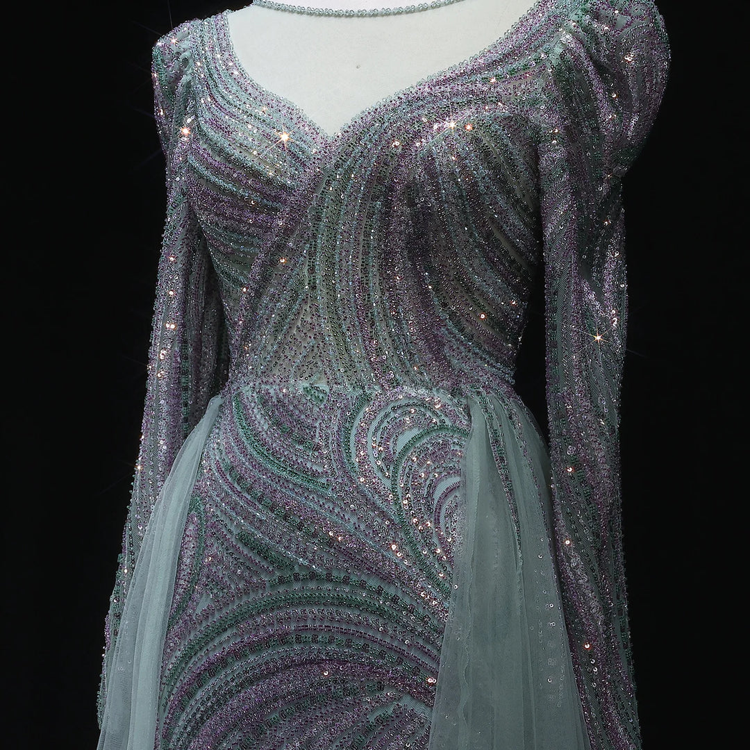 Elegant Plus Size Evening Dress with Long Sleeves SS100