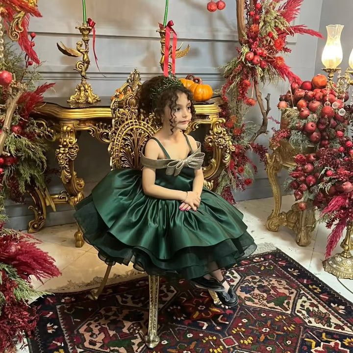 Luxury Princess Style Flower Girl Dress Birthday Party Outfit D168