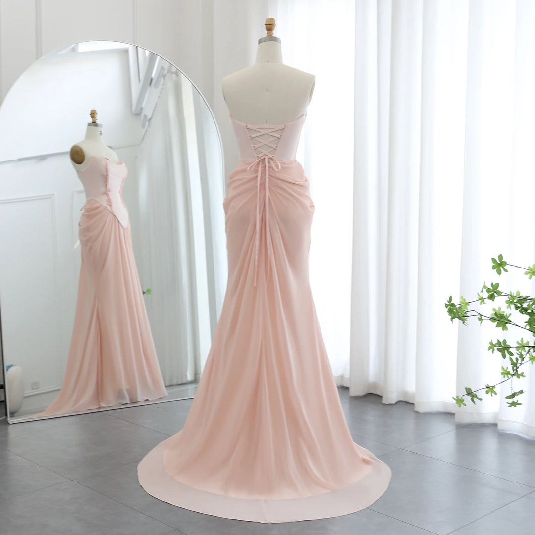 Handmade Draped Chiffon Evening Dresses Corset Beaded Dress SF306 DreamyVow Handmade Draped Chiffon Evening Dresses Corset Beaded Dress SF306 DreamyVow