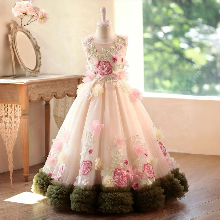 Luxury Princess Style Kids Flower Girl Gown for Birthday Party J601