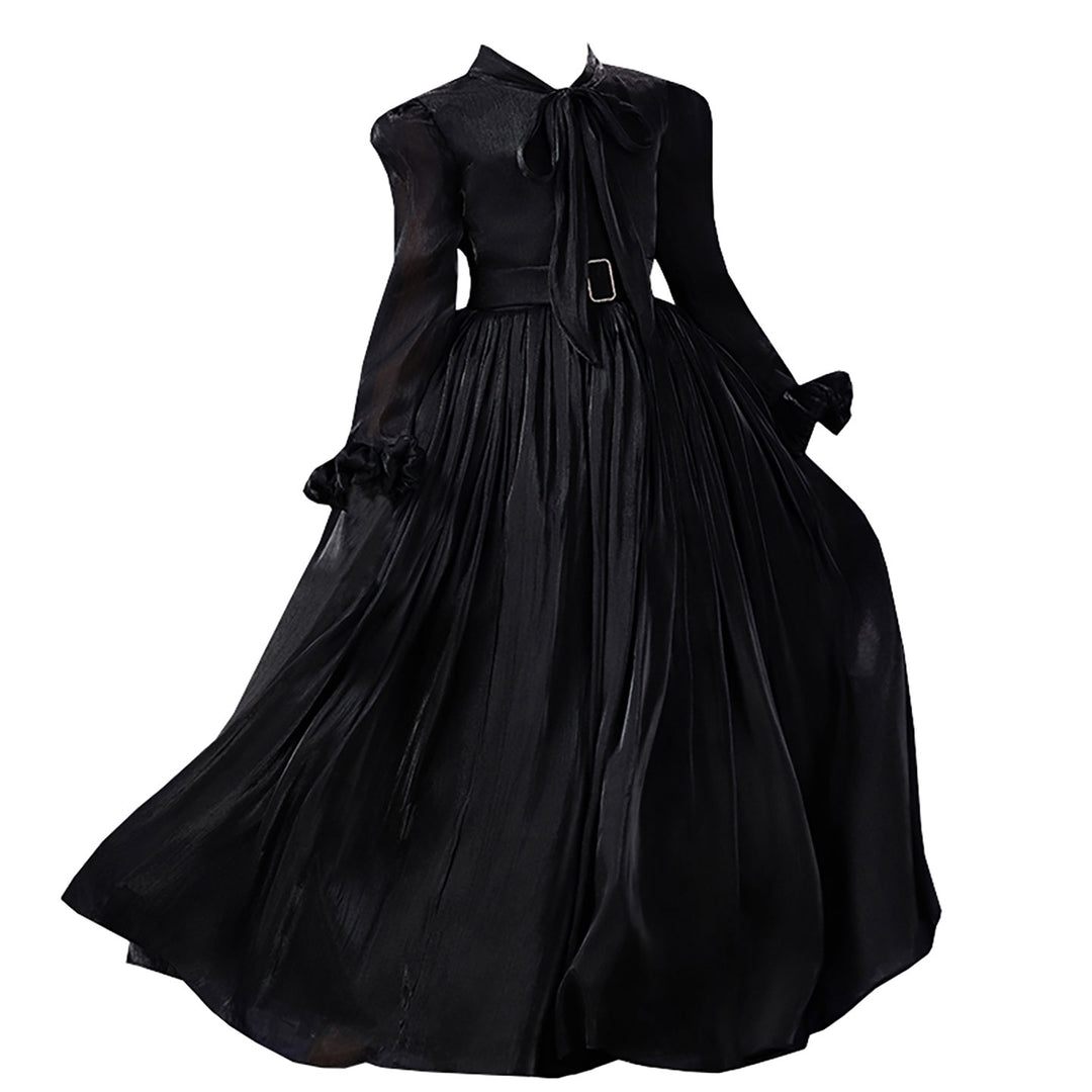 Vintage Black Flower Girl Dress Elegant Long Sleeve Tulle Party Dress for Formal Events D348