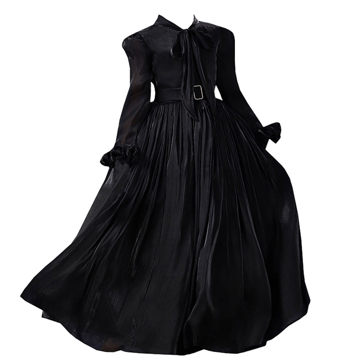 Vintage Black Flower Girl Dress Elegant Long Sleeve Tulle Party Dress for Formal Events D348