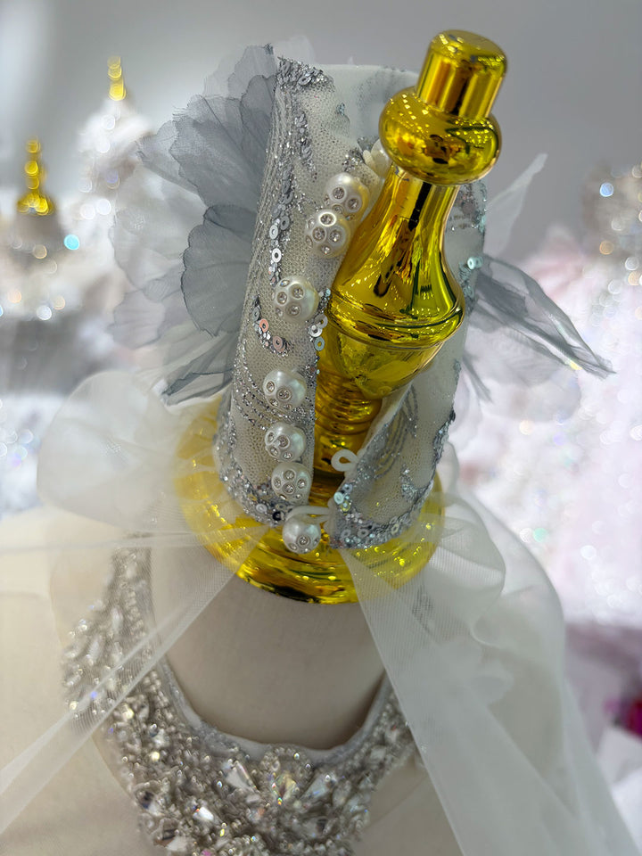 Dusty Blue 3D Floral Crystal Beaded Princess Wedding Ball Gown for Flower Girls Dress W105