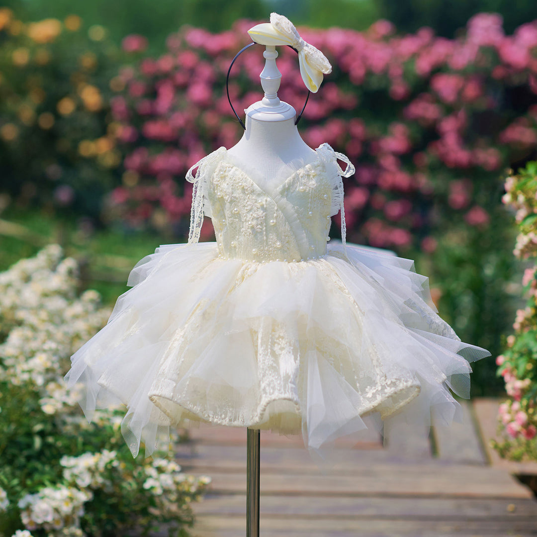 Vintage Champagne Flower Girl Dress with Floral Embroidery Toddler Girls Fluffy Tulle Wedding Ball Gown J912 Vintage Champagne Flower Girl Dress with Floral Embroidery Toddler Girls Fluffy Tulle Wedding Ball Gown J912