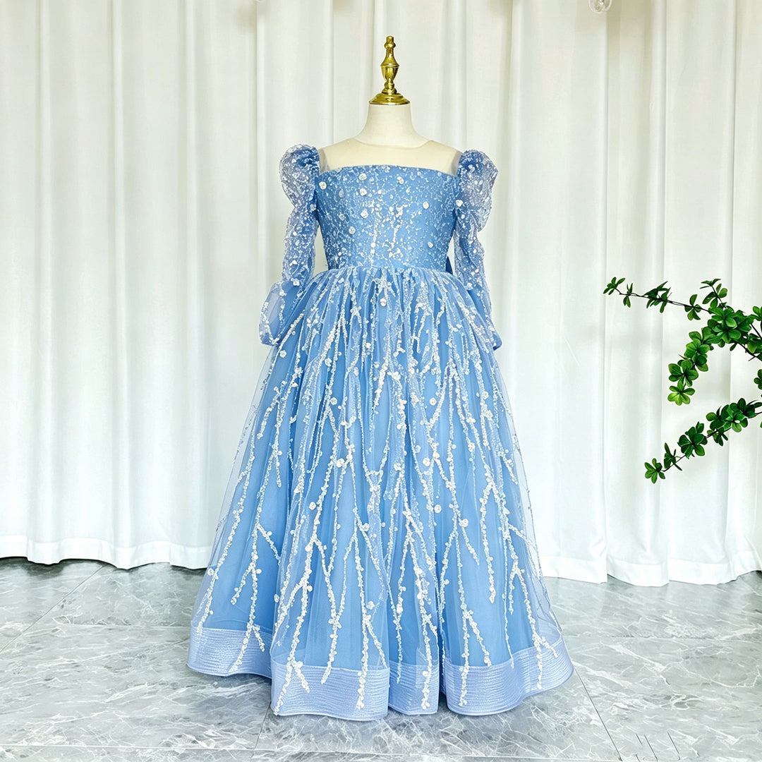 Sparkly Arabic Girl Dress Beading Purple Baby Kids Princess J204