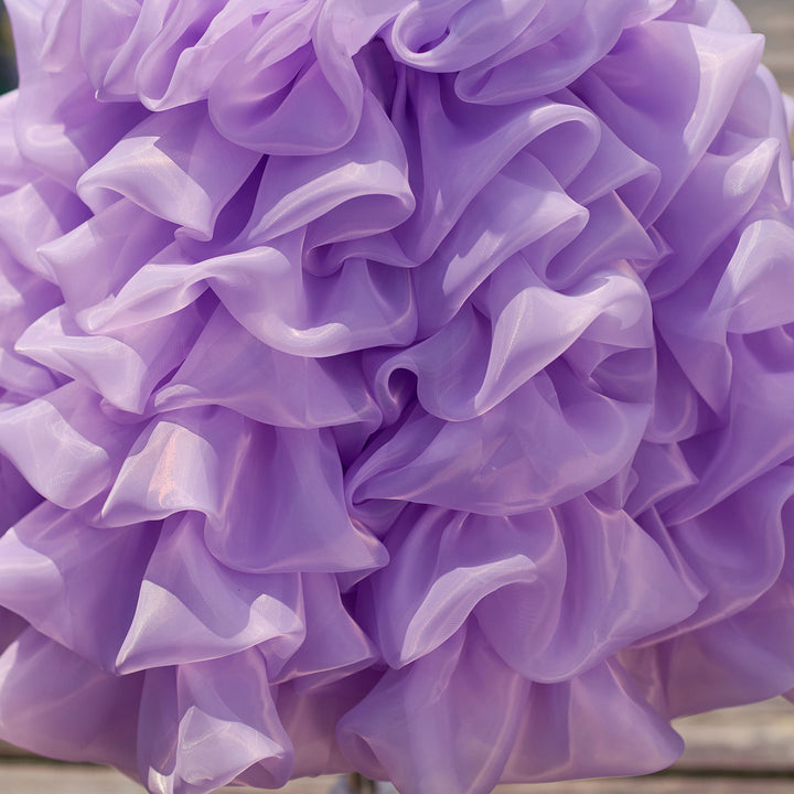 Flower Girl Dress with Pearl Necklin Fluffy Tiered Ruffle Tulle Birthday Pageant Gown D358