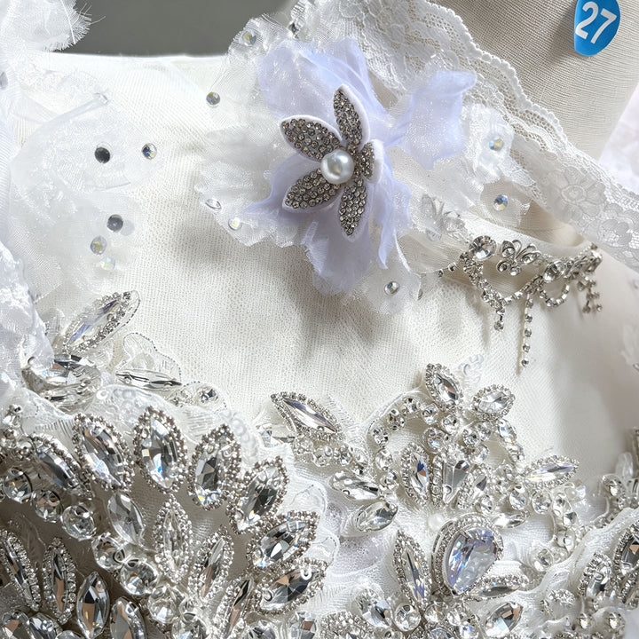 Lilac 3D Giant Floral Crystal Beaded Princess Ball Gown for Flower Girls Dress W101