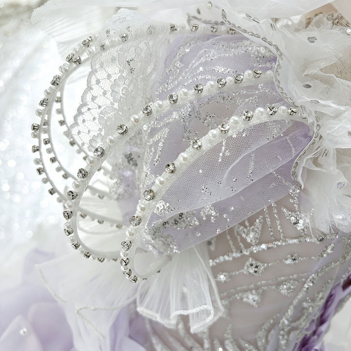 Lilac 3D Giant Floral Crystal Beaded Princess Ball Gown for Flower Girls Dress W101