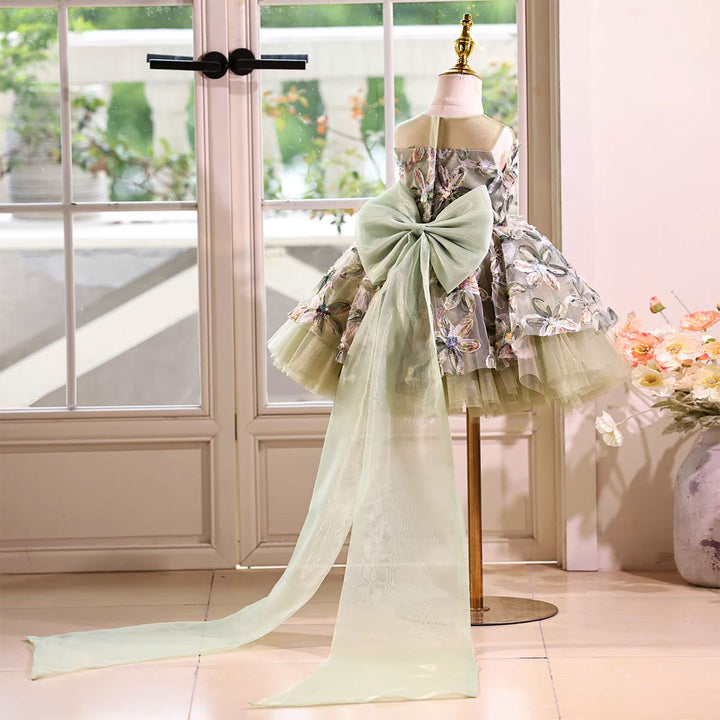 Fairy Flower Girl Dress with 3D Flowers Keen Length D113