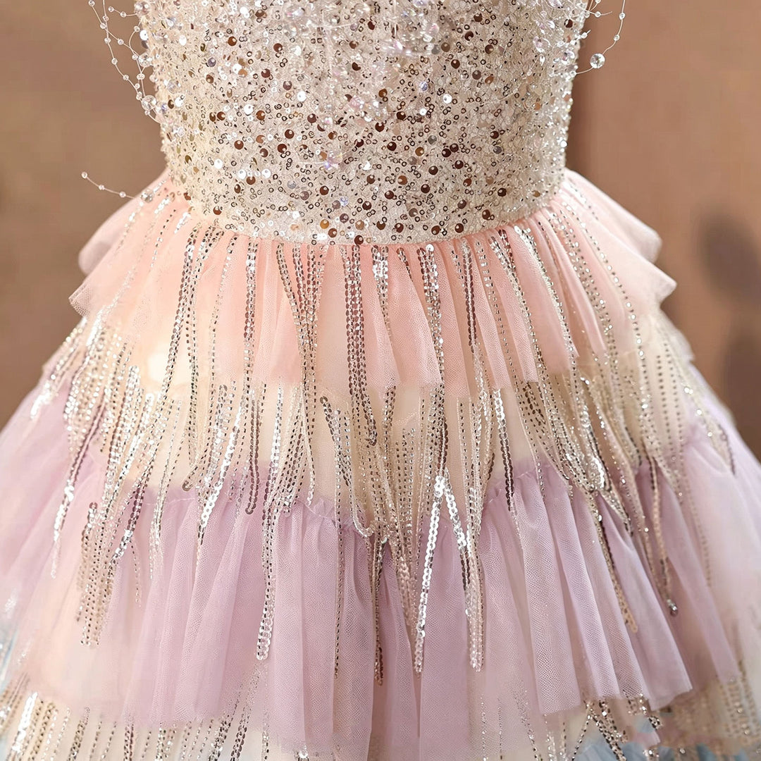 pastel rainbow sparkle dress Taylor Pastel Multi Stripe Sequin Dress Olivia Rubin