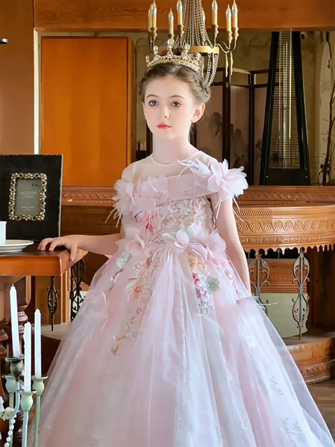 modern flower girl dress High-end Ivory Satin Flower Girl Dress Modern With Sleeves Toddler Girls Pageant Gown