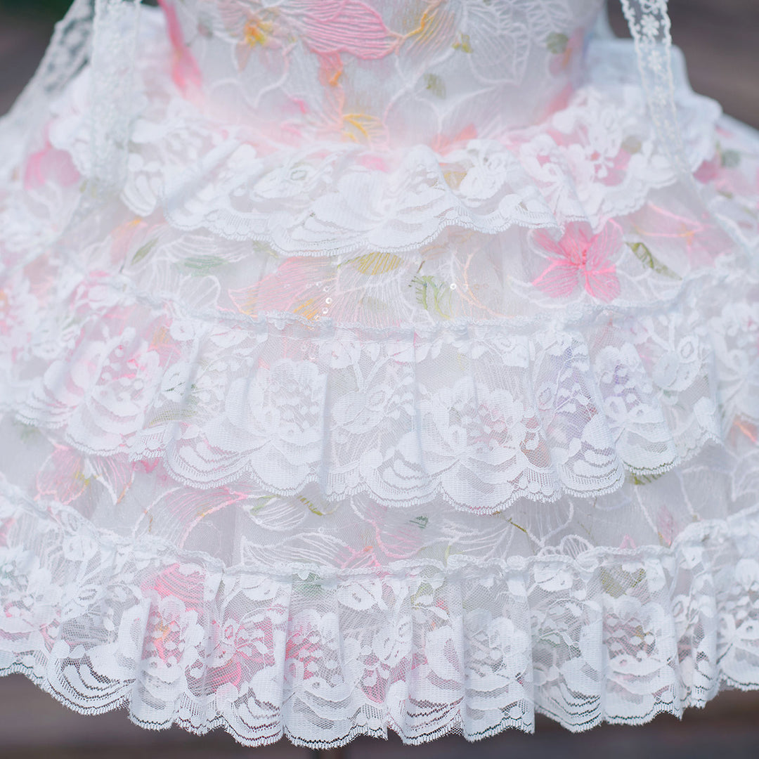 Vintage Pink Flower Girl Dress with Layered Lace Trim | Toddler Girls Tulle Wedding Ball Gown J908