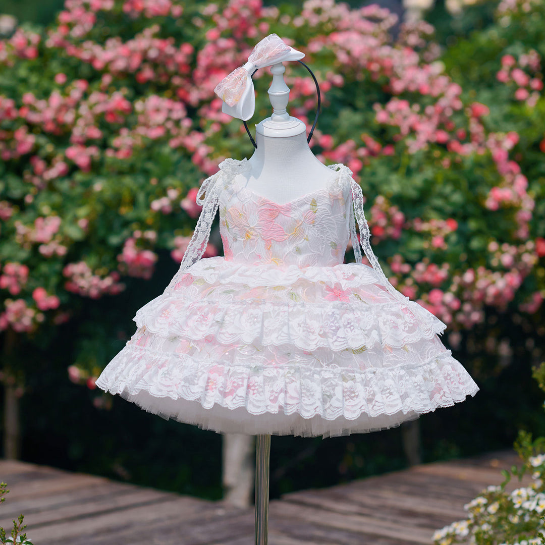Vintage Pink Flower Girl Dress with Layered Lace Trim | Toddler Girls DreamyVow Vintage Pink Flower Girl Dress with Layered Lace Trim | Toddler Girls DreamyVow