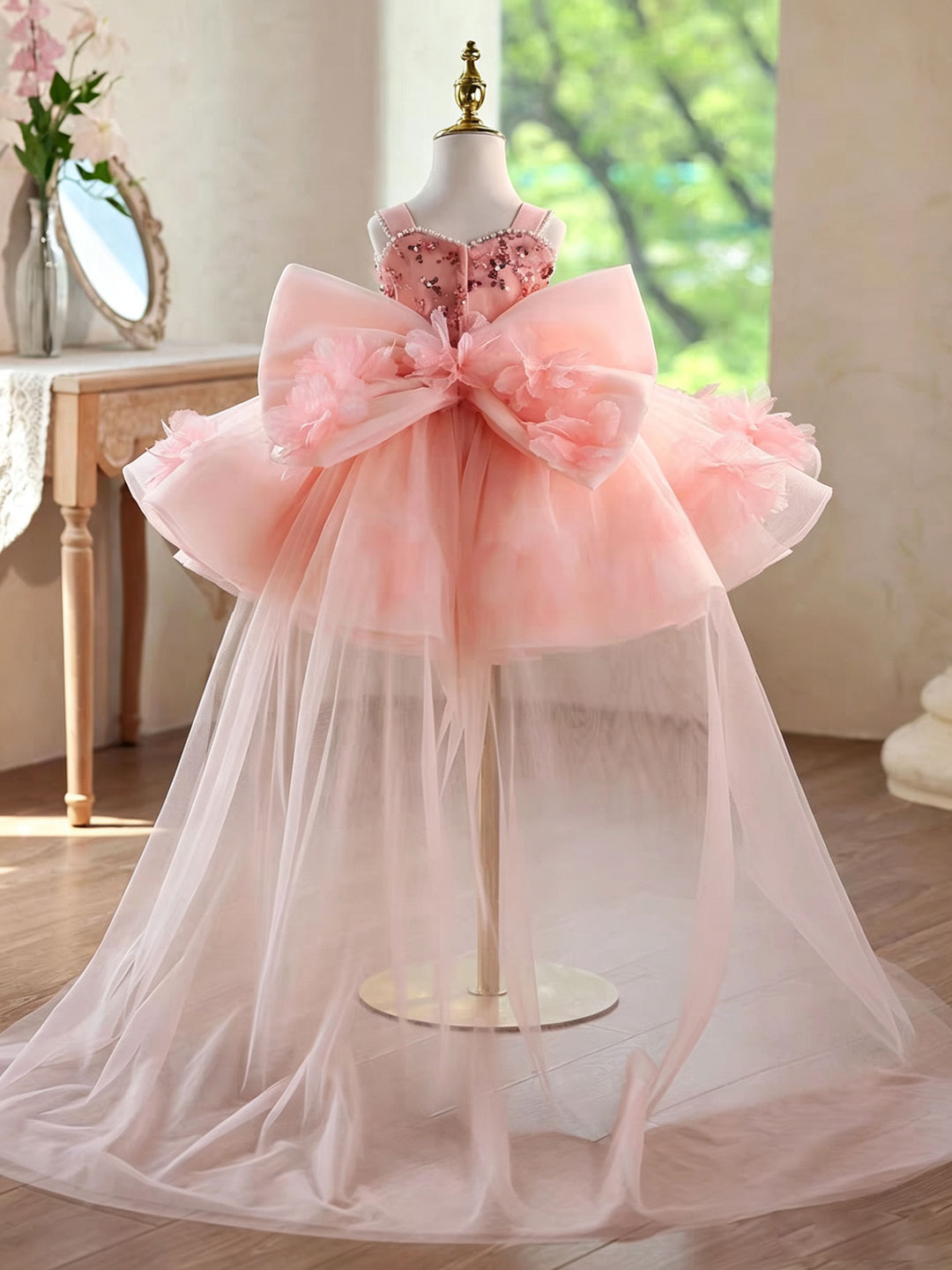 Sage Green 3D Floral Pageant Dress for Girls Toddler Princess Gown J873