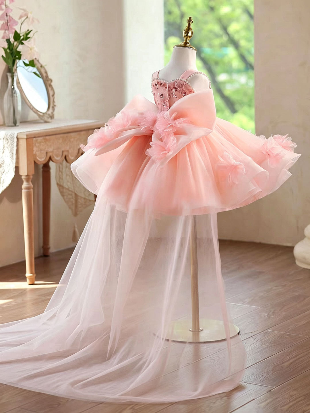 Sage Green 3D Floral Pageant Dress for Girls Toddler Princess Gown J873