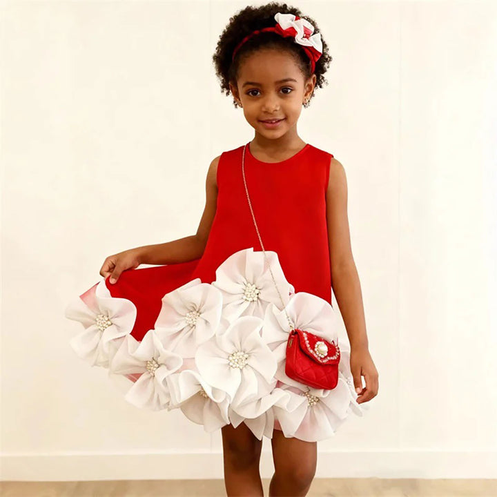 Princess Dress with 3D Flowers for Birthday Special Occasions D292