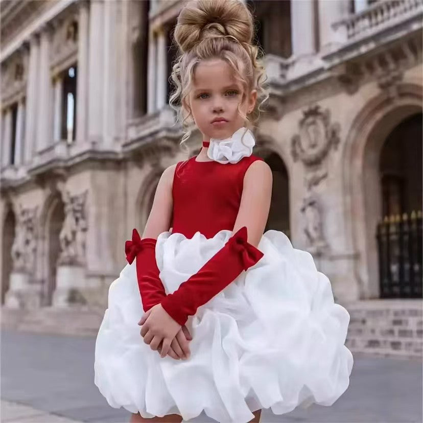 Flower Girl Dress with Rose Bud Skirt Velvet Bodice Girls Christmas We DreamyVow Flower Girl Dress with Rose Bud Skirt Velvet Bodice Girls Christmas We DreamyVow