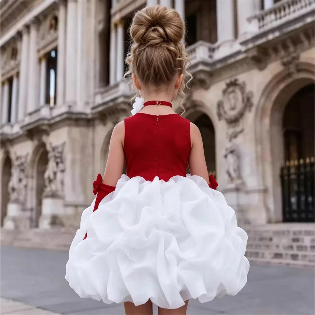 white dress with small red flowers Us Angels Satin Tulle Sleeveless Petal White/Red - Size: 6 Magnolia Boutique Sammie White & Red Floral