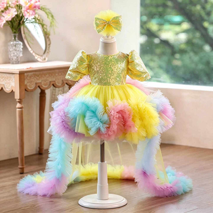 Rainbow Fairy Princess Dress for Girls with Sequin Bodice Tulle Skirt J916
