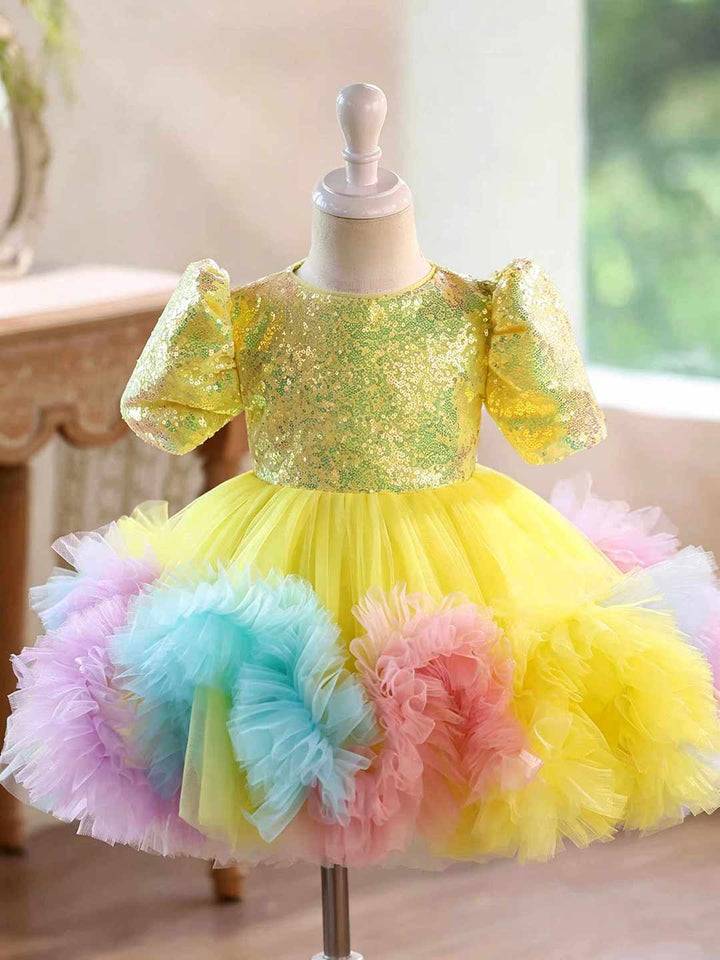Rainbow Fairy Princess Dress for Girls with Sequin Bodice Tulle Skirt J916