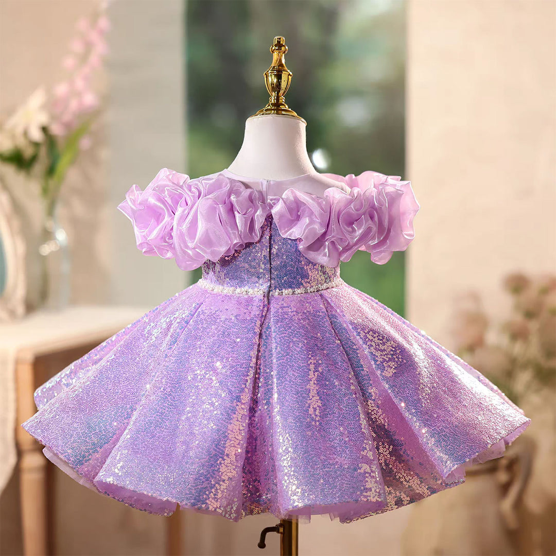 Lavender Flower Girl Dress with Sequins Pearl Accents Birthday D118 Lavender Flower Girl Dress with Sequins Pearl Accents Birthday D118
