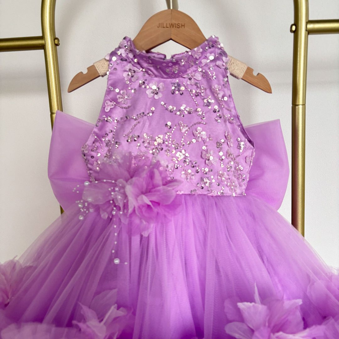 Sparkly Sage Green Princess Dress for Girls 3D Floral Party Dress J873B