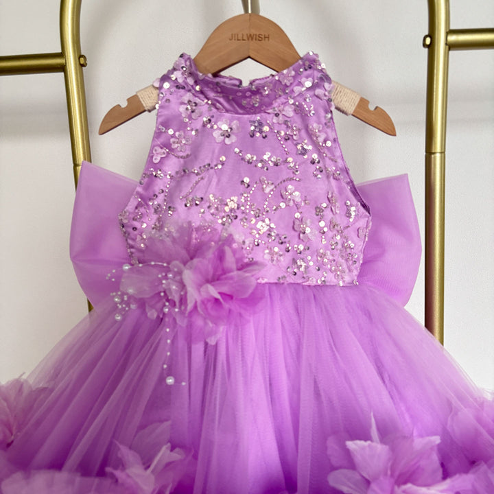 Sparkly Sage Green Princess Dress for Girls 3D Floral Party Dress J873B