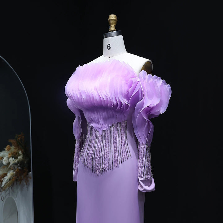 Lilac Off Shoulder Mermaid Evening Dress XD-006