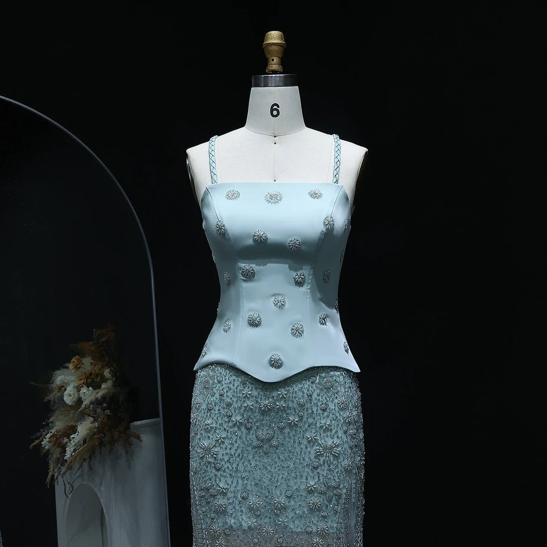 Lilac Two Piece Sage Green Dubai Wedding Gown SS697