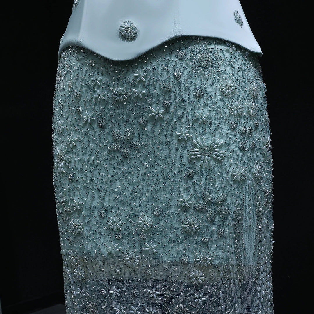 Lilac Two Piece Sage Green Dubai Wedding Gown SS697