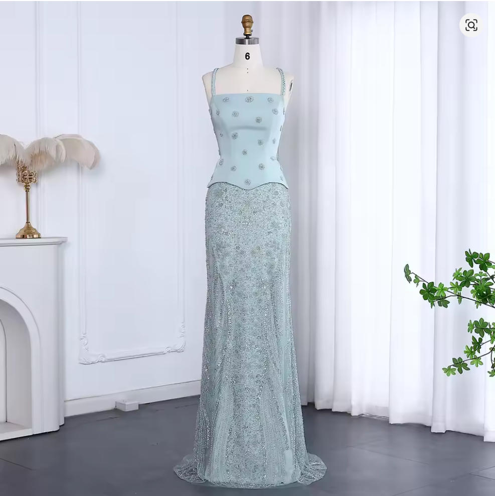 Lilac Two Piece Sage Green Dubai Wedding Gown SS697  DreamyVow
