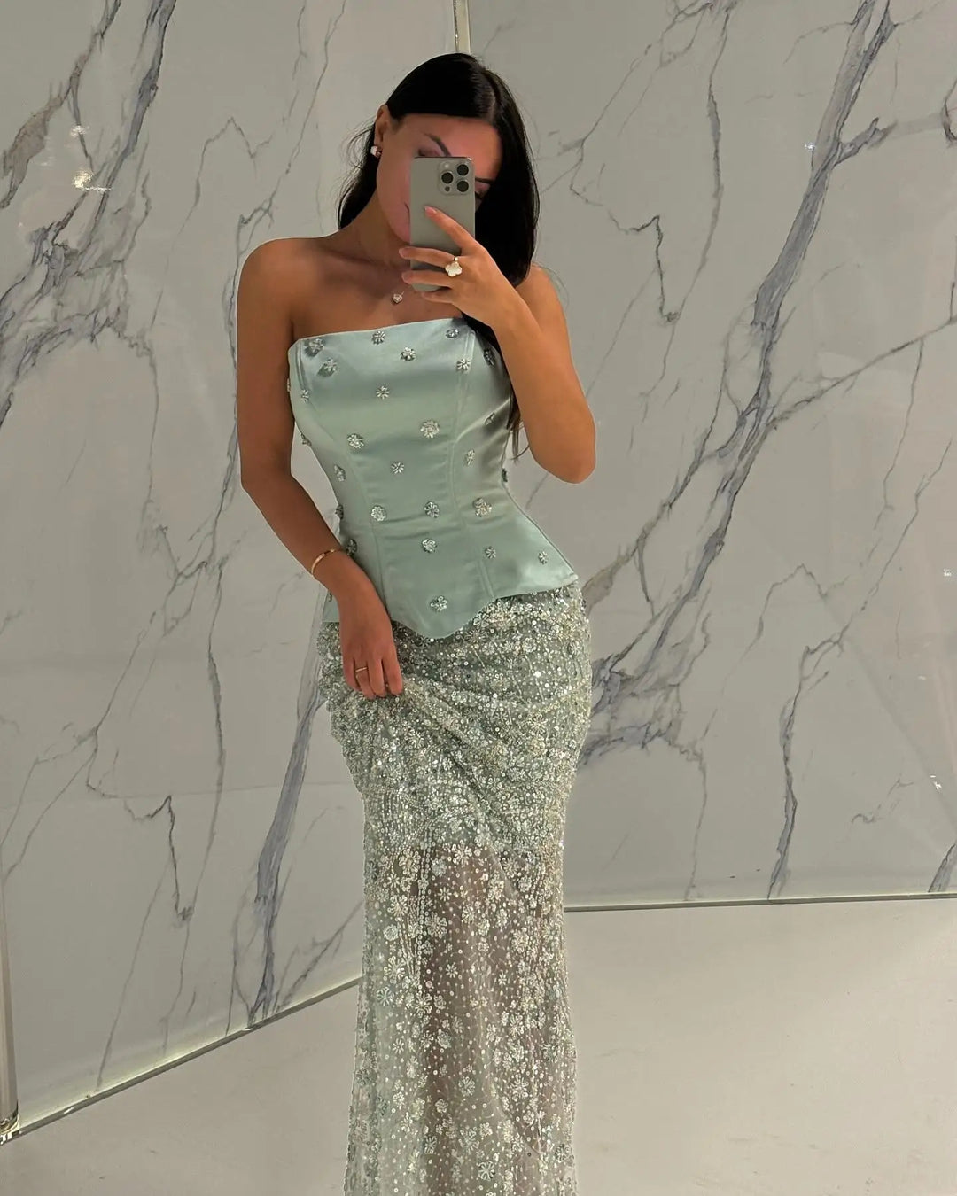 Lilac Two Piece Sage Green Dubai Wedding Gown SS697