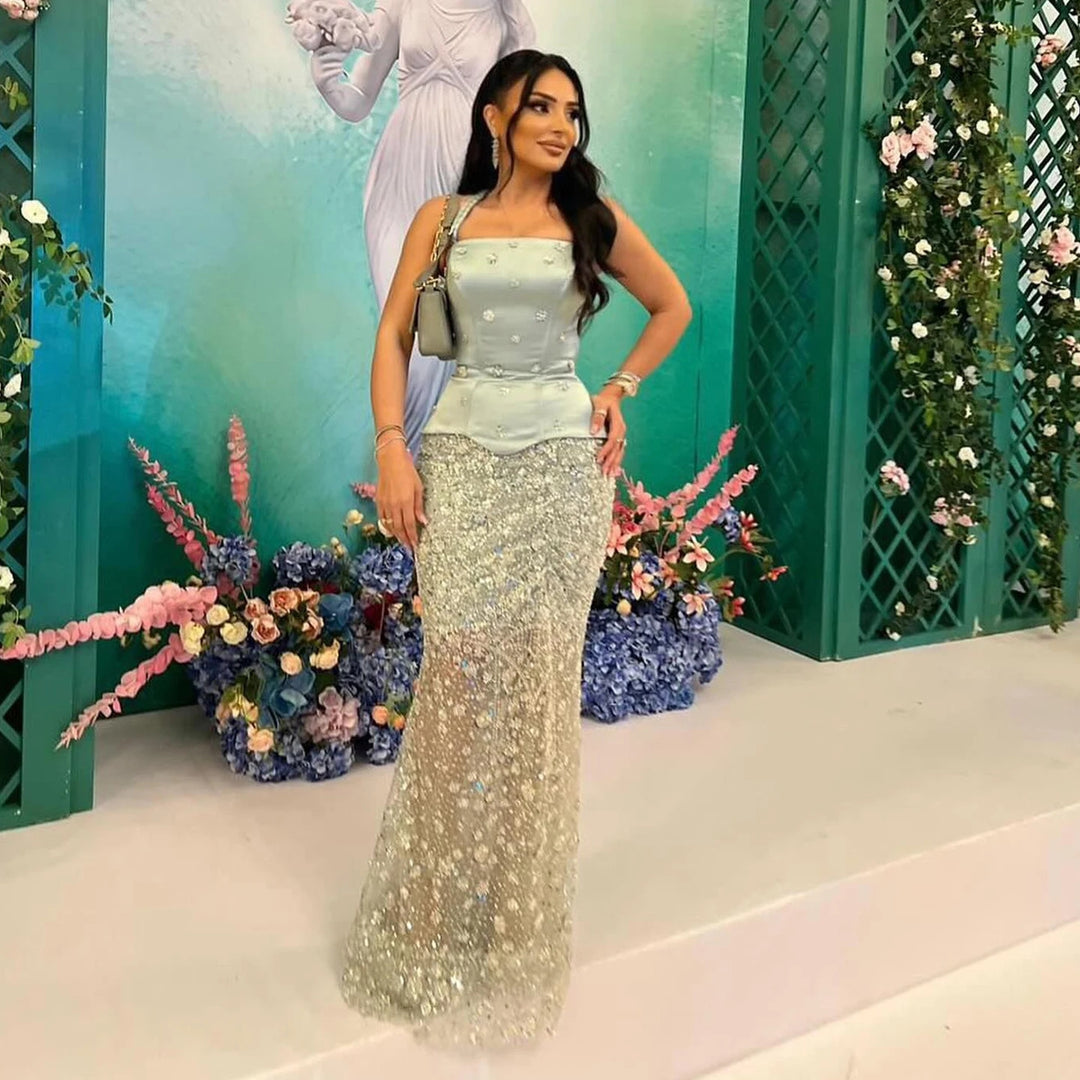 Lilac Two Piece Sage Green Dubai Wedding Gown SS697
