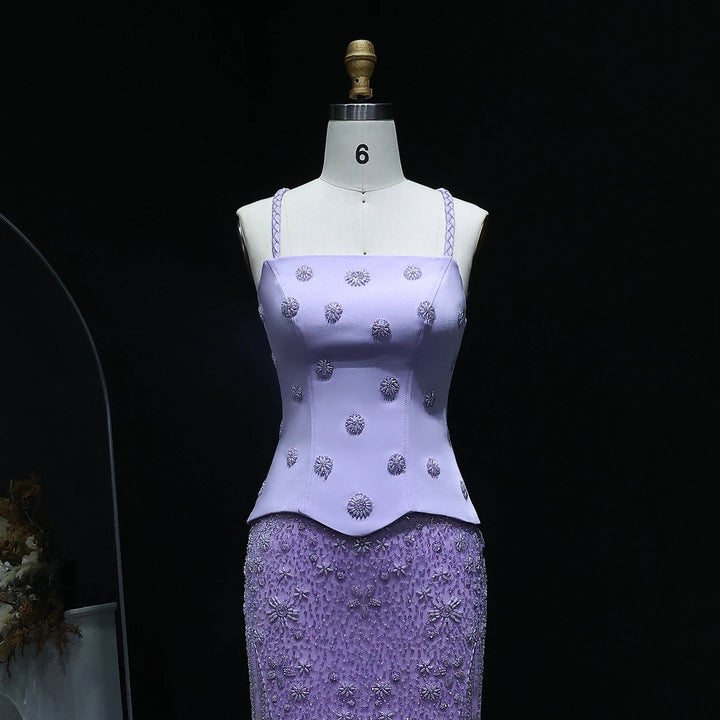 Lilac Two Piece Sage Green Dubai Wedding Gown SS697