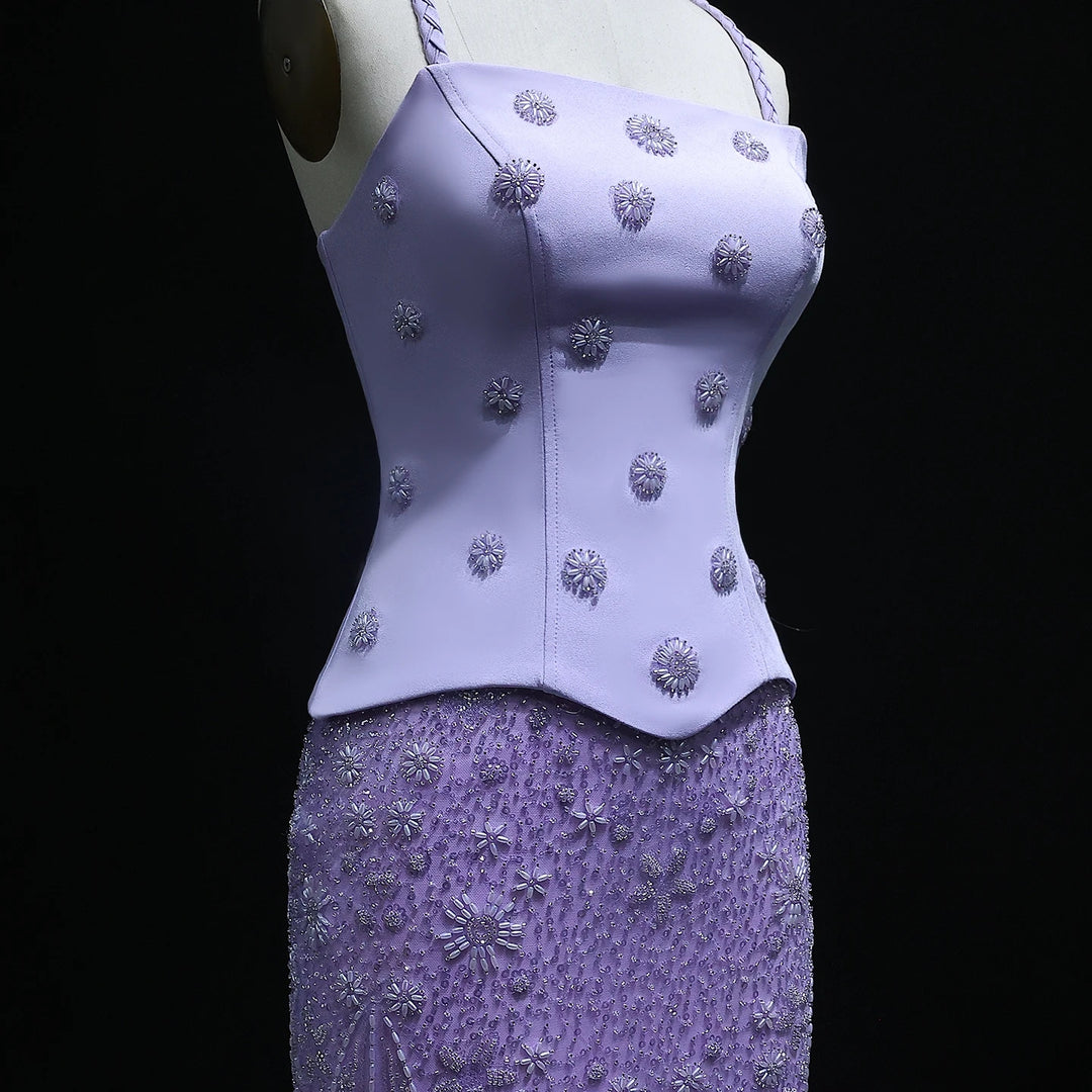 Lilac Two Piece Sage Green Dubai Wedding Gown SS697