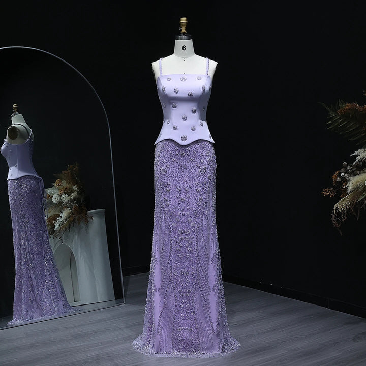 Lilac Two Piece Sage Green Dubai Wedding Gown SS697