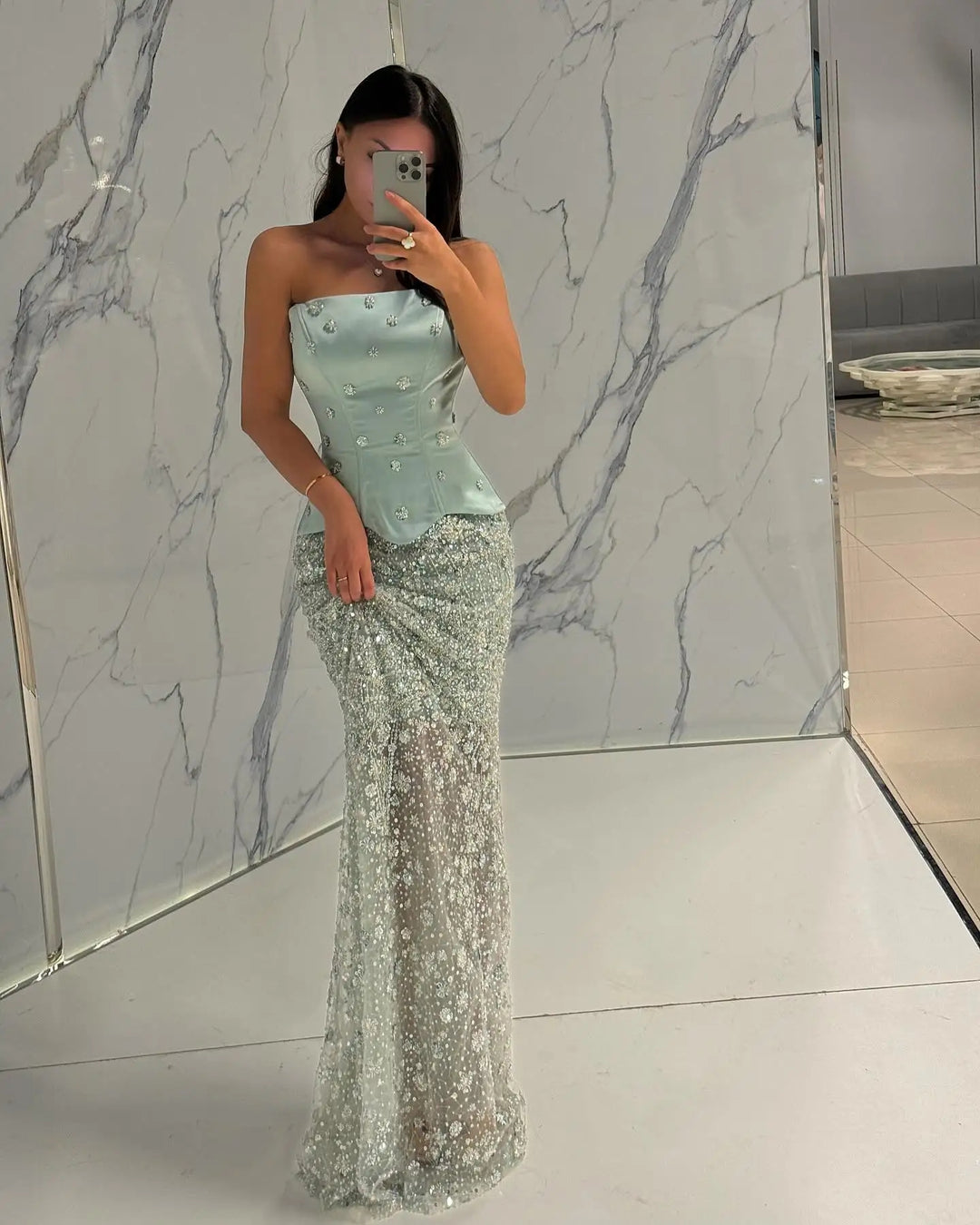 Lilac Two Piece Sage Green Dubai Wedding Gown SS697 DreamyVow Lilac Two Piece Sage Green Dubai Wedding Gown SS697 DreamyVow