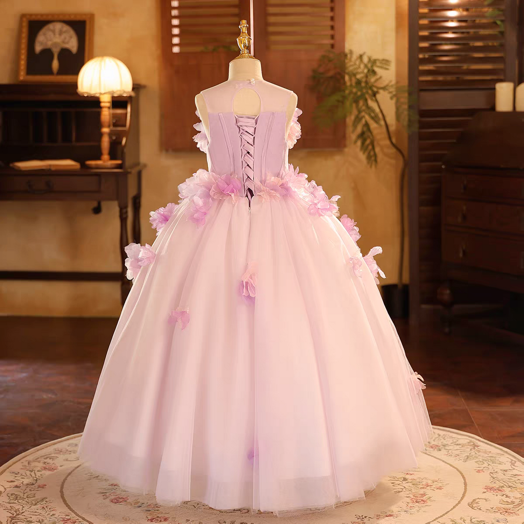Elegant Flower Princess Gown For Girls Birthday Pageant J605 Lilac / Child-6 Elegant Flower Princess Gown For Girls Birthday Pageant J605 Lilac / Child-6