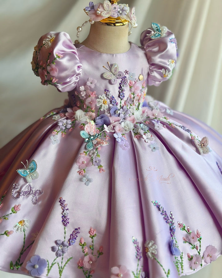 Handmade Lilac Garden Blossom Princess Birthday Dress J831