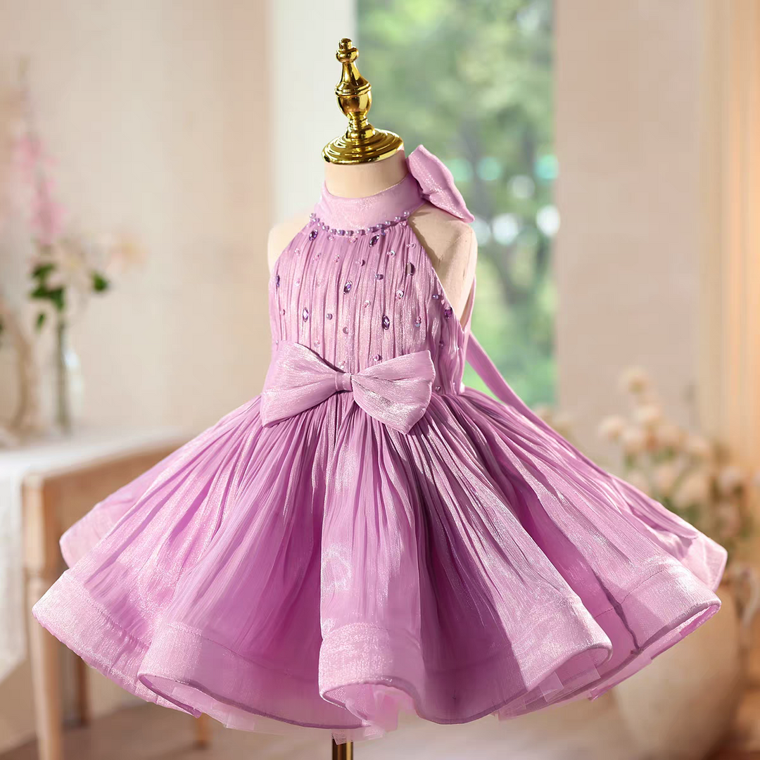 Elegant Lilac Flower Girl Dress Tulle Skirt Birthday Wedding D142