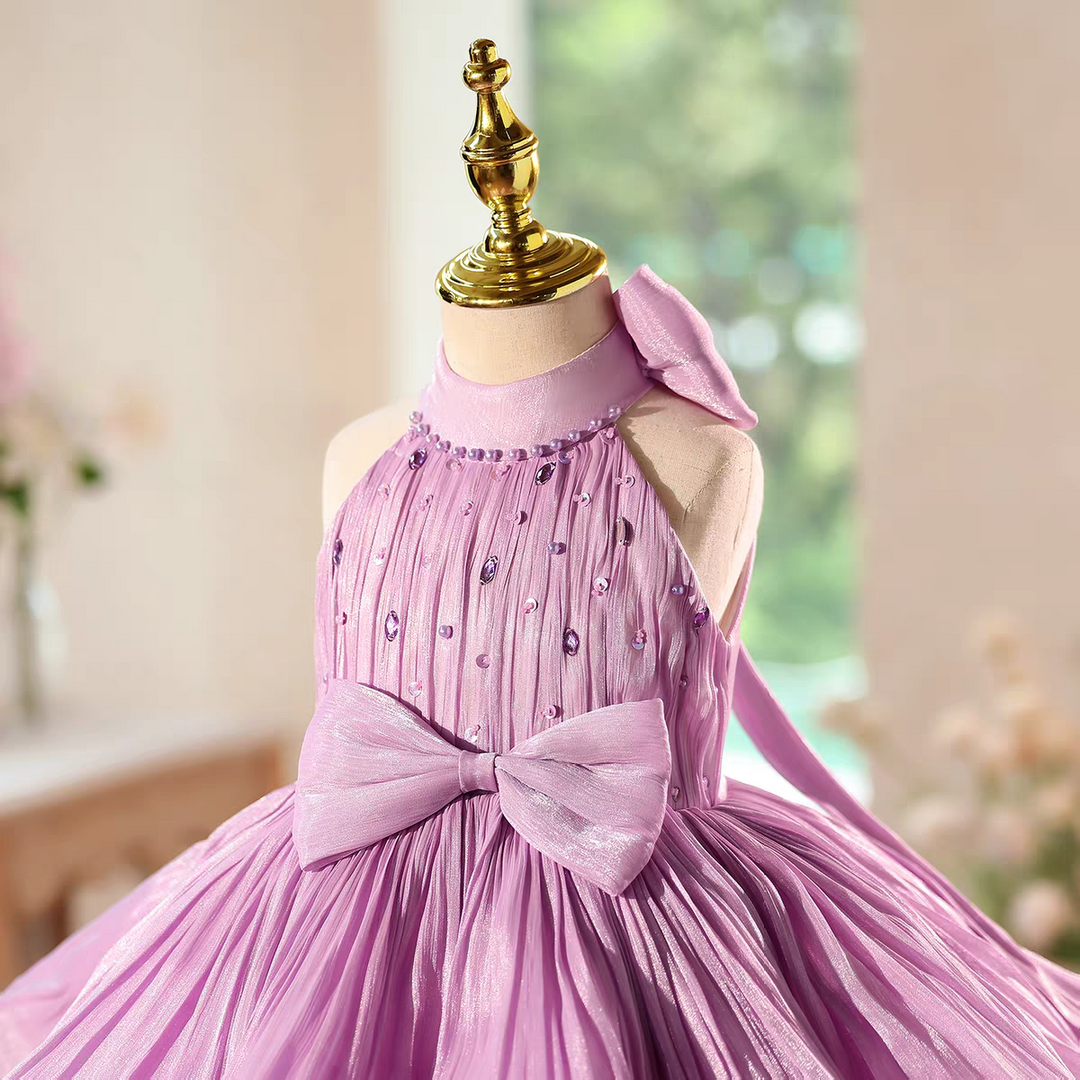 Elegant Lilac Flower Girl Dress Tulle Skirt Birthday Wedding D142